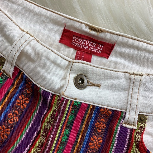 🪴$5/25🪴 F21 Boho Striped Festival Jean Cutoffs Denim Shorts 27 - Picture 4 of 12